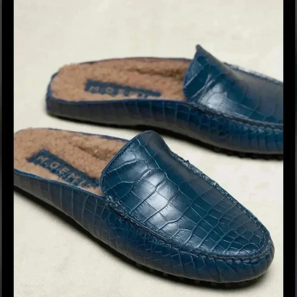 M. GEMI The Felize Shearling Mule - Navy Size 7.5 - Picture 4 of 8